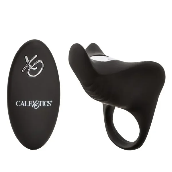 Silicone USB Rechargeable Wireless Remote Vibrating Penis Ring Waterproof Black