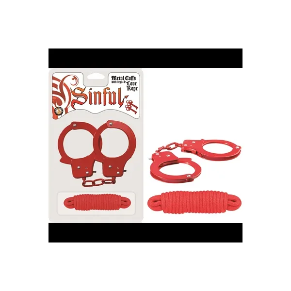 Sinful Metal Cuffs w/ Keys & Love Rope