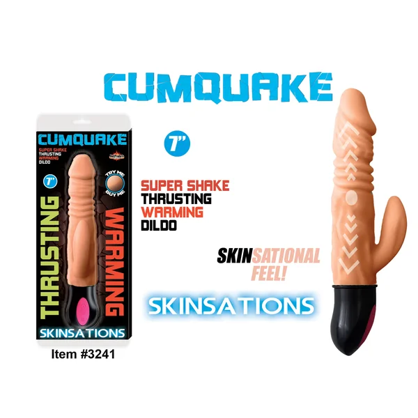 SKINSATIONS CUM QUAKE WARMING DILDO W/CLIT STIMULATOR