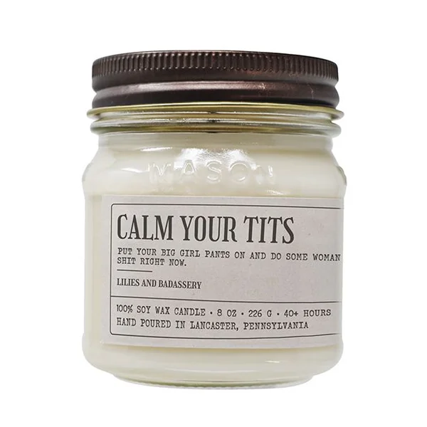 Sleazy Greetings Calm Your Tits Candle