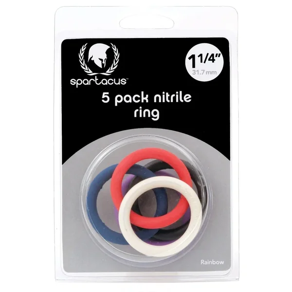 Spartacus 1.25″ Nitrile Cock Ring Set – Asst. Colors Pack of 5
