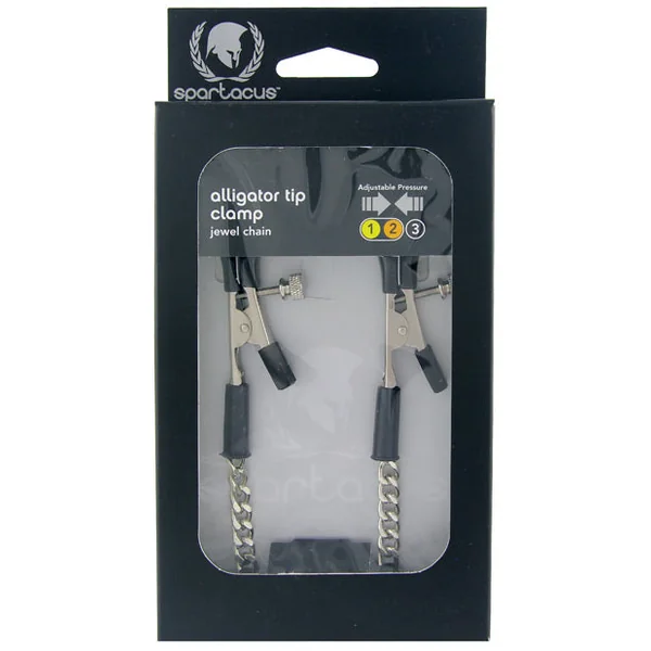 Spartacus Adjustable Alligator Nipple Clamps W-silver Chain