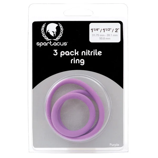 Spartacus Nitrile Cock Ring Set - Purple Pack Of 3