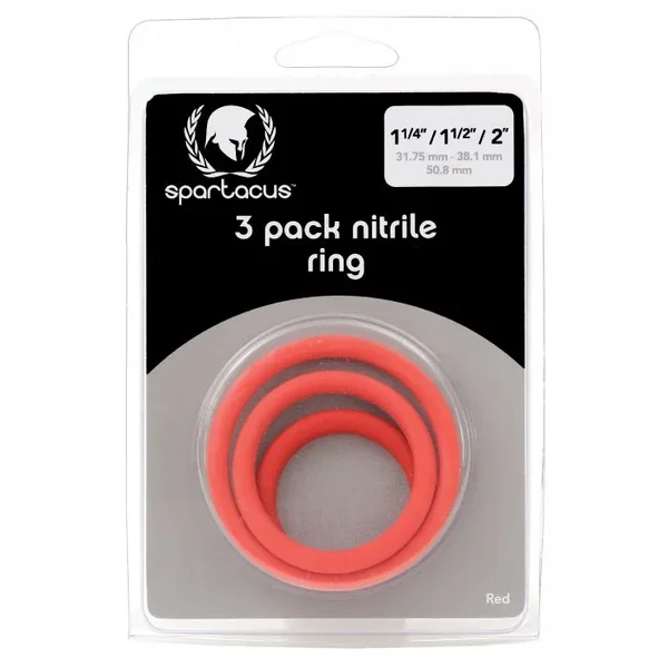 Spartacus Nitrile Cock Ring Set – Red Pack of 3