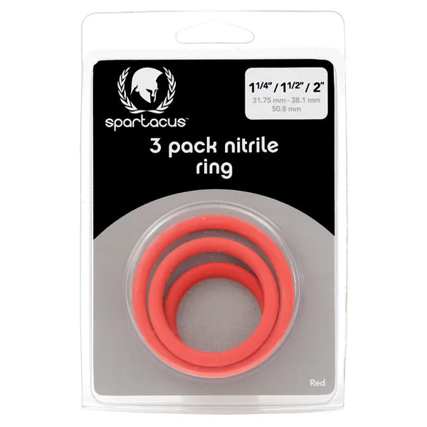 Spartacus Nitrile Cock Ring Set - Red Pack Of 3