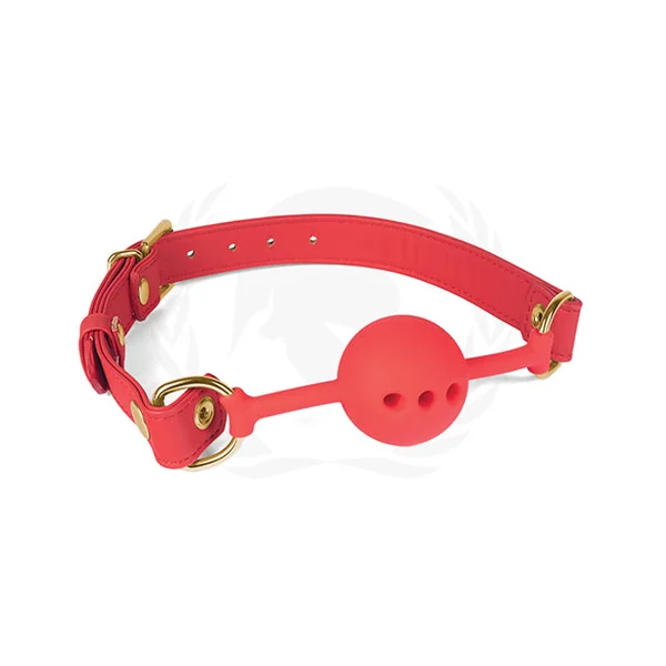 Spartacus Silicone Ball Gag W-red Pu Straps - 46 Mm