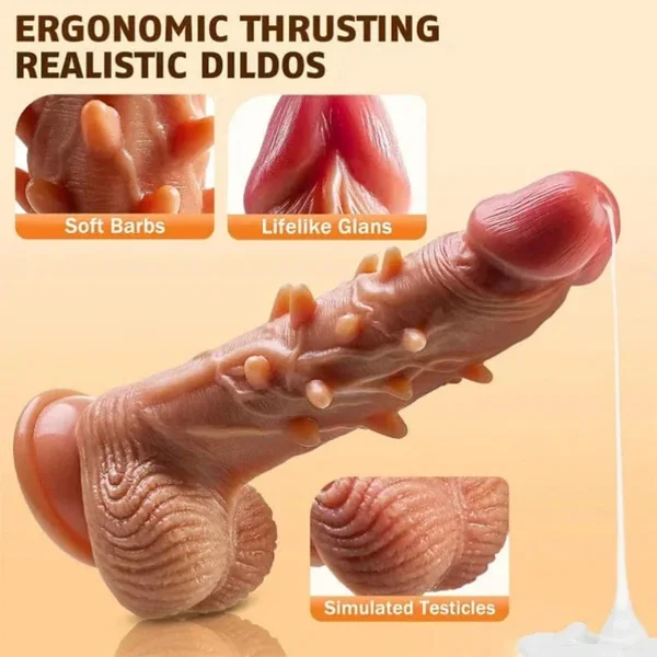 Spiked Realistic Vibrating Dildo Butt Plug - Flesh Silicone Knots Textured Women Masturbator