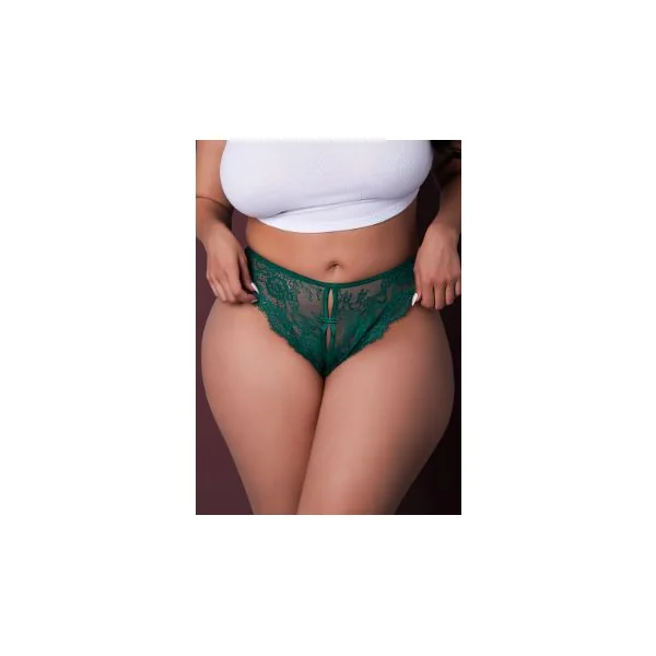SPLIT CROTCH PANTY EMERALD 2XL