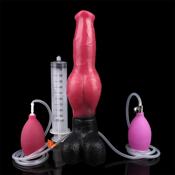 Squirting Dildo Inflatable Butt Plug - Blazing Flame Horsedildo Fantasy Female Masturbation