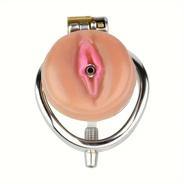 Stainless Steel Chastity Cage With Detachable Silicone Urethral Plug Penis Lock