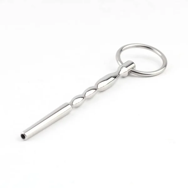 Stainless Steel Cum Through Penis Urethral Plug With A Glans Ring