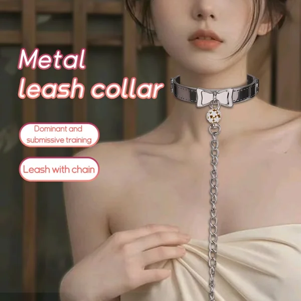 Stainless Steel Metal Traction Collar Restraint Bondage Set – BDSM Toy for CouplesSexual Training