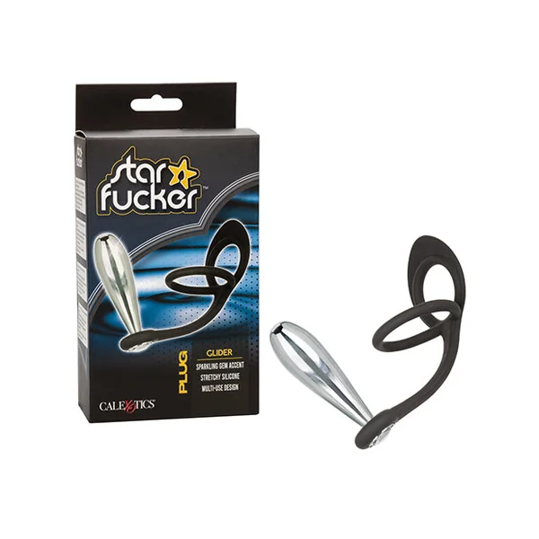 Star Fucker Glider Gem Plug W-silicone Enhancer - Black