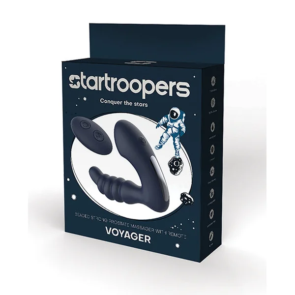 Star Troopers Voyager Beaded Strong Prostate Massager w/Remote - Black