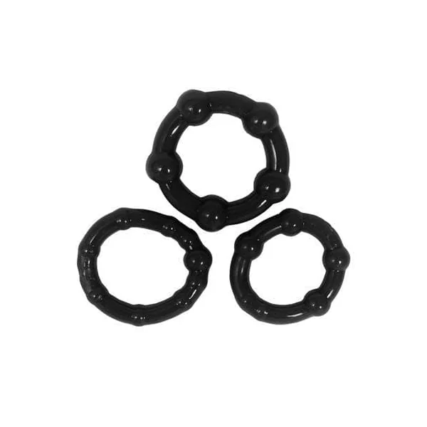 Stay Hard Beaded Cockrings - 3 Pack - Black