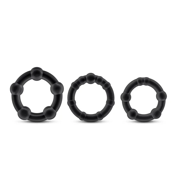 STAY HARD BEADED COCKRINGS 3PC BLACK