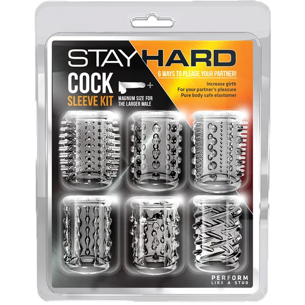 Stay Hard Clear Soft Tickler Penis Sleeve Kit (Set of 6)