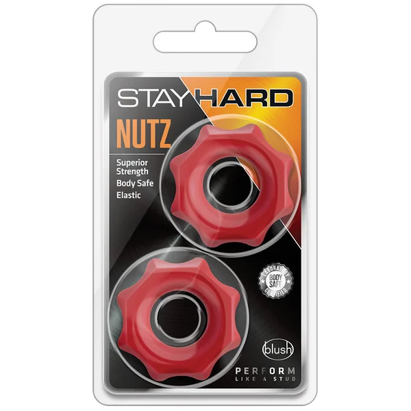 Stay Hard Nutz: Soft & Stretchy Red Penis Rings (2-Pack)
