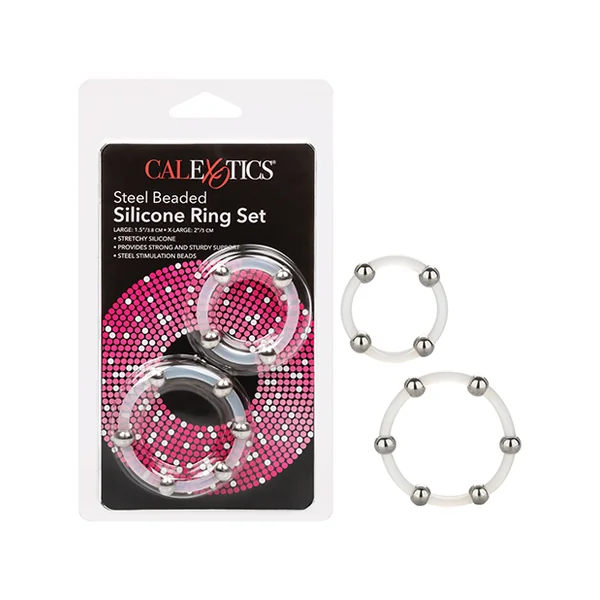 STEEL BEADED SILICONE RING SET