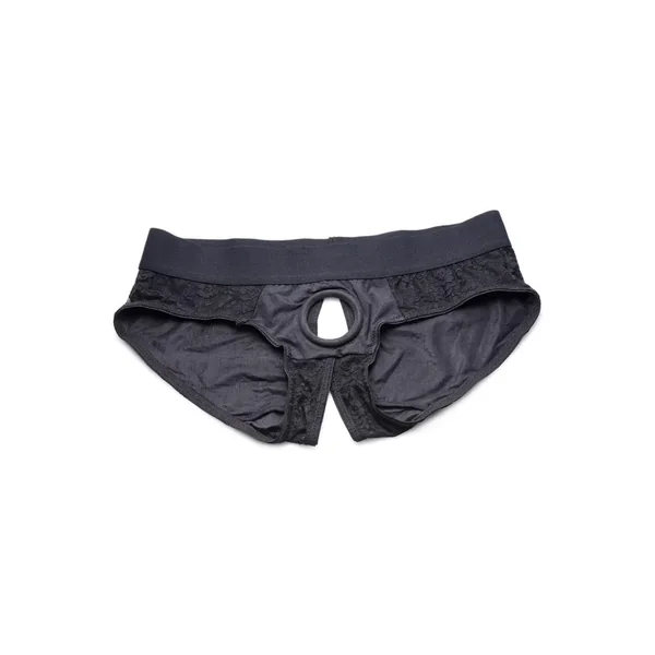 Strap U Lace Envy Black Crotchless Panty Harness – S/M – Black