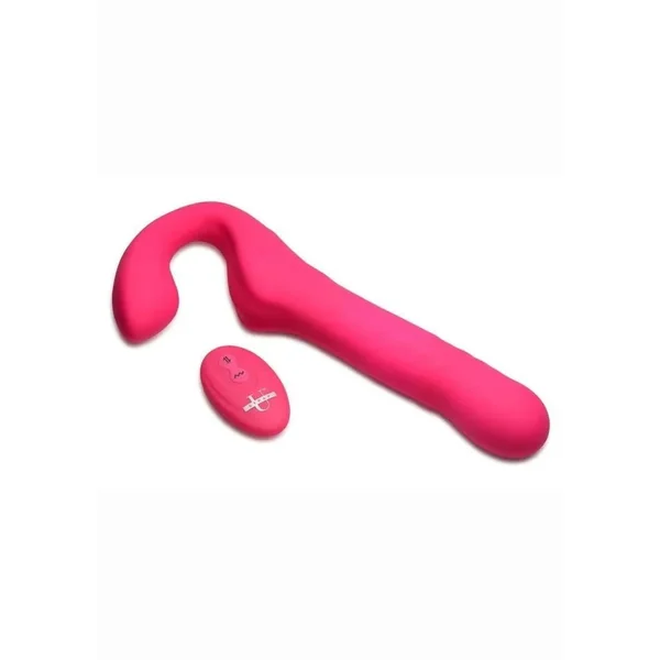Strap U Mighty-Thrust Thrusting and Vibrating Strapless Strap-On with Remote Control – Pink