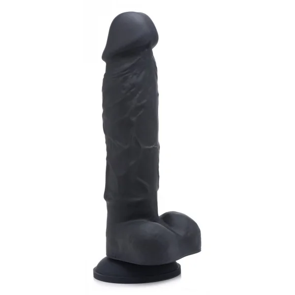 STRAP U POWER PECKER 7IN DILDO SILICONE W/ BALLS BLACK