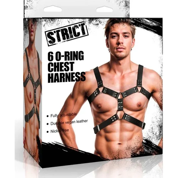 Strict 6 O-Ring Male Chest Harness, Black