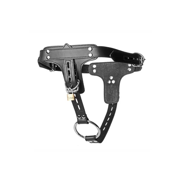 Strict Leather Cock Ring Harness with Anal Plug Holder