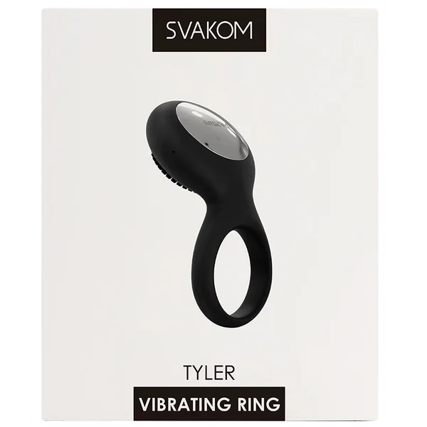 Svakom Tyler Vibrating Penis Ring with Textured Head - Black