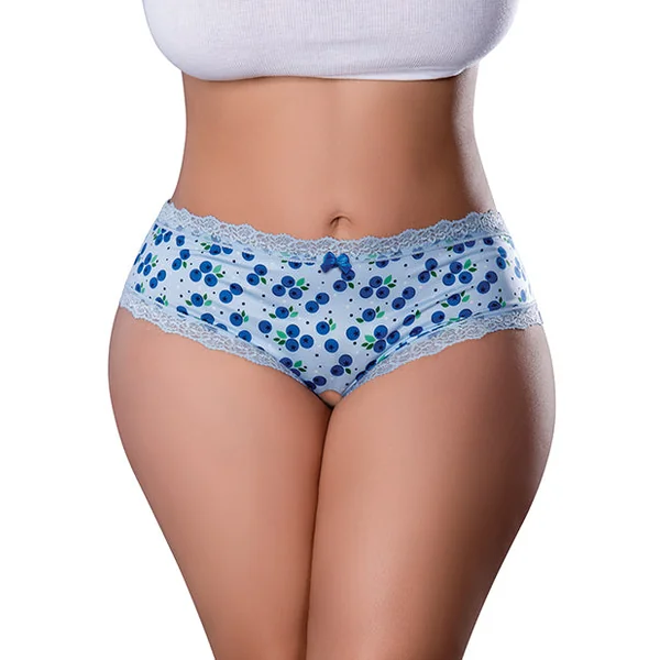 Sweet Treats Crotchless Boy Short w/Wicked Sensual Care Blueberry Lube - Blue QN