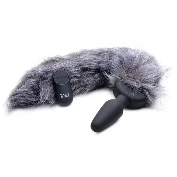 Tailz® Grey Fox Tail Vibrating Butt Plug