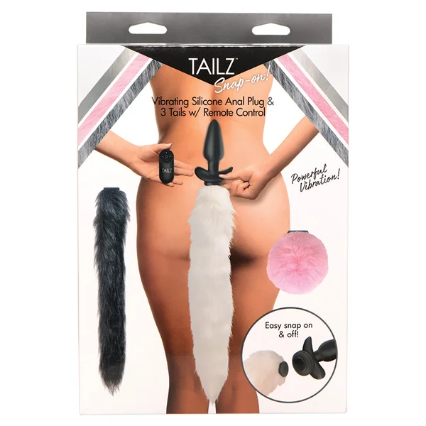 Tailz Snap-On Vibrating Silicone Anal Plug & 3 Tails W- Remote Control