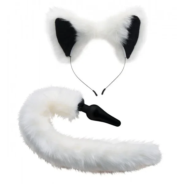 Tailz White Fox Silicone Tail/Anal Plug/Ears Set