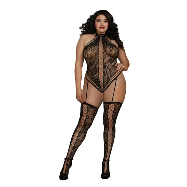 Teddy Bodystocking - Queen Size - Black