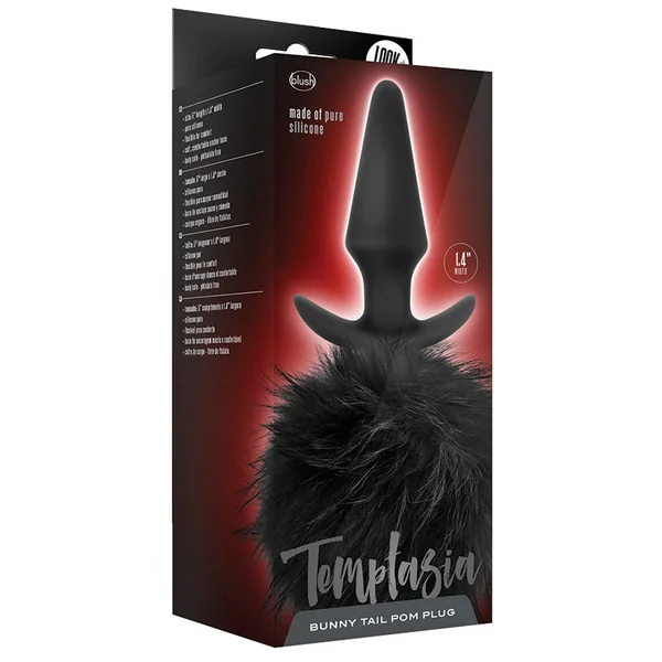 Temptasia Bunny Tail Pom Black 6.75-Inch Anal Plug