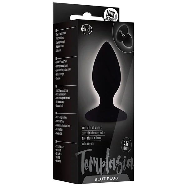 Temptasia Slut Black 2.5-Inch Anal Plug With Suction Cup Base