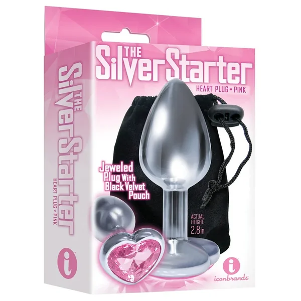 The 9’s The Silver Starter Bejeweled Heart Stainless Steel Plug – Pink