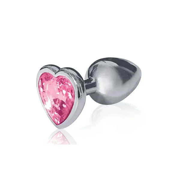 The 9’s – The Silver Starter Bejeweled Heart Stainless Steel Plug – Pink