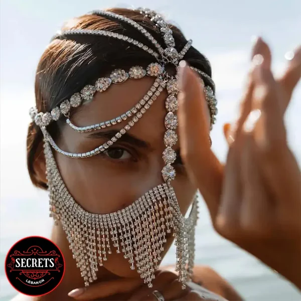 The “Golden Eleagance” Rhinestone Tassel Masquerade Mask