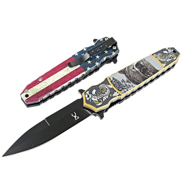 TheBoneEdge 8″ Bear Spring Assisted Folding Knife Tactical Rescu