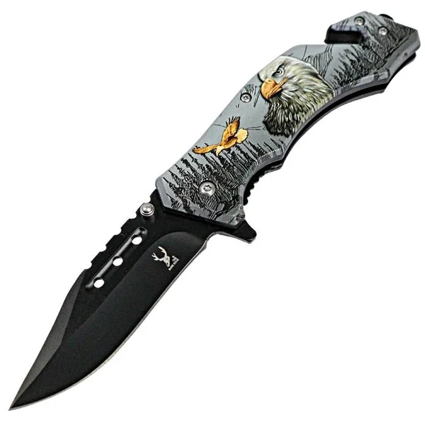 TheBoneEdge 8″ Eagle Wildlife Folding Knife Spring Assisted Stai