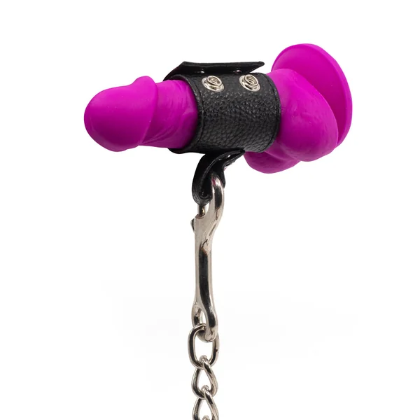 Thick Faux Leather Snap Button Cock Ring With Leash Loop