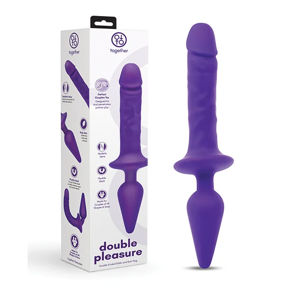 Together Double Pleasure 11" Double-Ended Dildo & Butt Plug - Purple