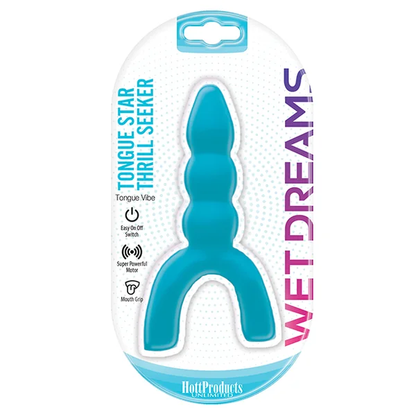 TONGUE STAR THRILL SEEKER TONGUE VIBE W/ PLEASURE RIBS BLUE