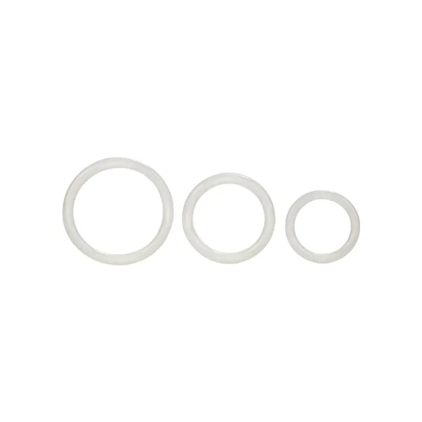 Tri Rings Glow In The Dark Cock Ring Set White