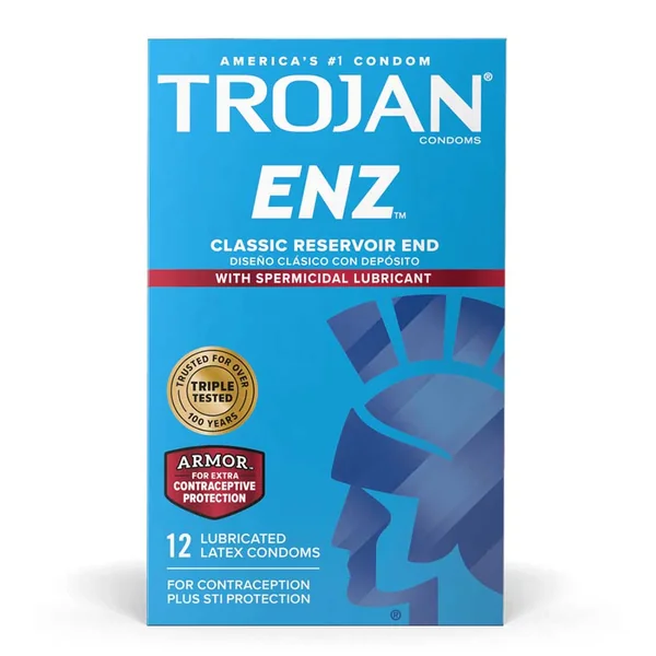 Trojan ENZ Armor Latex Condoms with Spermicidal Lubricant 12 Pack