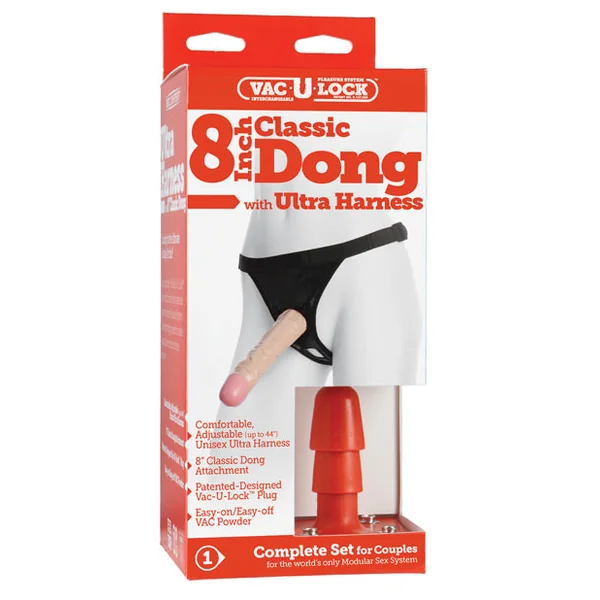 Ultra Harness 2 Set W-8" Dong & Powder - Flesh