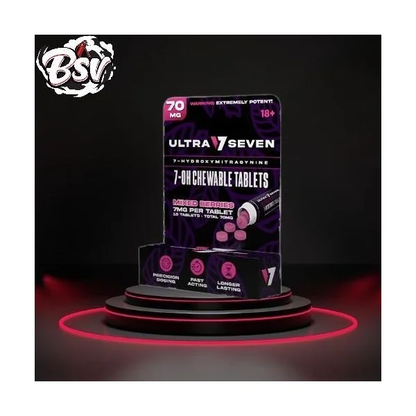 Ultra Seven Kratom 7mg Tablets 10ct Mixed Berries 70mg
