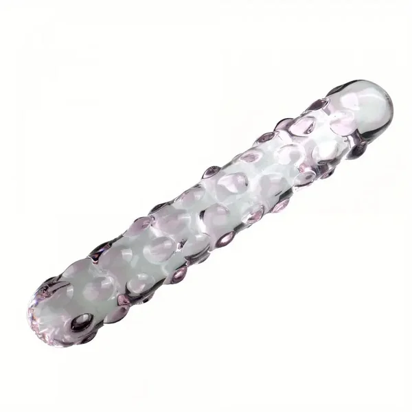 Unisex Transparent Spiked Glass Butt Plug With Geometric Bubbles Design