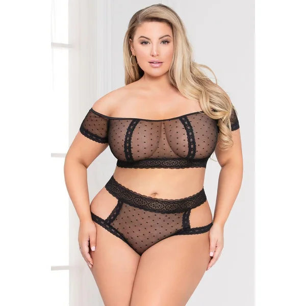 UPTOWN 2PC BANDEAU SET BLACK Q/S